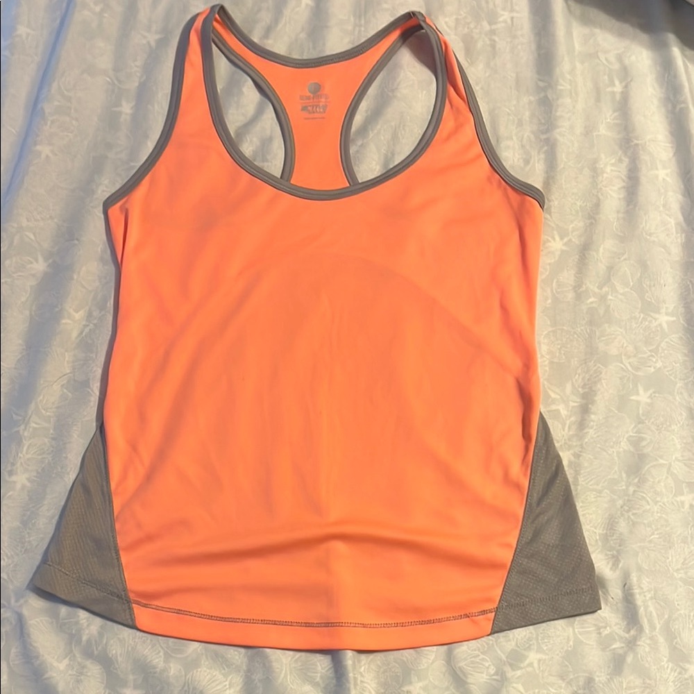 Old Navy Orange Gray Sleeveless Fitted Tank Top
